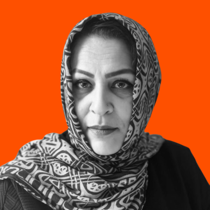 Bushra Ahmed headshot on orange background