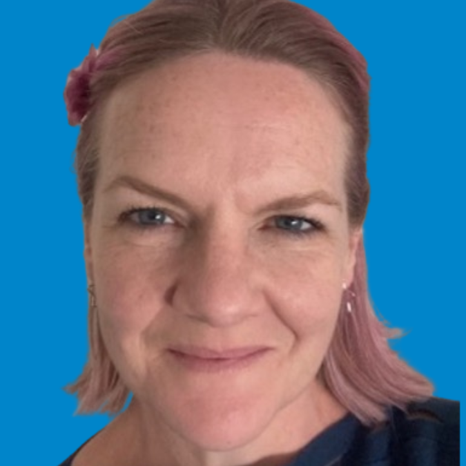 Dr Alison Gregory headshot on blue background